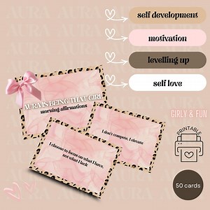 50 Printable Positive Affirmation Cards for Self-development, Motivation, Self-love, and Levelling Up - Etsy