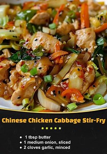 Chinese Chicken Cabbage Stir-Fry 😋 Ingredients : 1 tbsp butter 1 medium onion, sliced 2 cloves garlic, minced 1 pound chicken breast, diced 2 cups cabbage, chopped 1 tbsp oyster sauce (optional) 1 tsp sesame oil Recipe in First Coʍmеոτ 👇 Enjoy ❤️ | Cooking With Mee