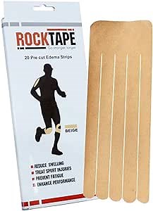 RockTape Kinesiology Tape, Recovery Edema Patches, Ideal for Bruising, Pain Relief & Muscle Injury, 20 Pre-Cut Strips