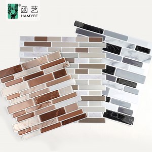 [Hot Item] Self Adhesive PVC Foam Backsplash Wall Tile Stickers Waterproof Kitchen Aluminium Paper Wallpaper