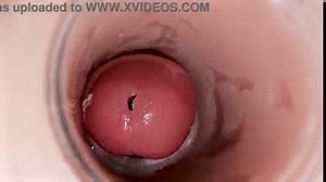 Camera inside deep pussy captures huge ejaculation of sperm