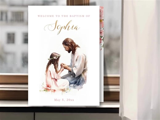 Editable LDS Baptism Program Template for Girl, Jesus & Girl, LDS Baptism Printable, Mormon Baptism, LDS Program, I Am a Child of God LDS10 - Etsy