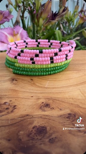1.4K views · 37 reactions | Watermelon  memory wire bracelet! We love how easy @beadalon memory wire is to work with. #craftwarehouse #memorywire #memorywirebracelet #beadalon #seedbeads #seedbeadsbracelets #seedbeadjewlery #craftstore #beadshop #watermelon #watermelonjewelry | Craft Warehouse | Facebook