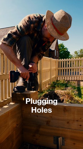 Plugging holes in garden sleepers #garden #woodwork #woodworking #tools | Badger Workshop