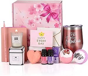 Gifts for Women, Happy Birthday Bath Set Relaxing Spa Gift Baskets Ideas for Mom, Wife, Best Friend, Girlfriend, Her,Sister, Cowork, Unique Gifts for Women Who Have Everything