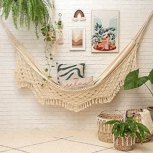 Disconnect Home | Large Hammock Bed, 141"x 59" inches for Indoor or Outdoor, Boho Style Hammock,Handcrafted, for 2 Person