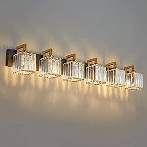 Vanity Light 6-Lights Black Modern Crystal Wall Lamp Bathroom Vanity Lighting