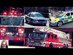 Police Cars, Fire Trucks, Ambulances Responding Best of Compilation 8 - Sirens, Air horns, lights