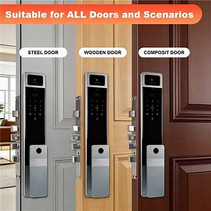 [Hot Item] Tuya Wi-Fi Smart Fully Automatic Digital Door Lock with Built-in Doorbell Supporting 3D Face Recognition APP Remote Unlocking
