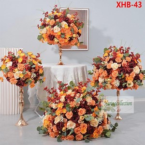 Fall Wedding Flower Centerpiece: Burgundy Orange Rose Kissing Ball - Etsy