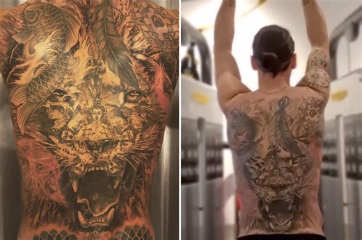 Zlatan Ibrahimovic makes his huge lion tattoo on his back roar in amazing party trick as he tenses muscles