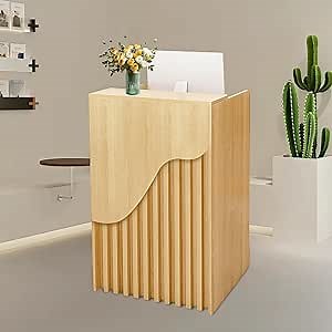 Modern Reception Desk with Counter,Front Reception Counter Desk with Lockable Drawer & Cable Grommet Small Reception Room Table Office Front Desk for Checkout Lobby Salon,Store Shop (60cm)