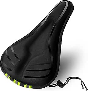 Bike Seat Cushion - Padded Gel Bike Seat Cover for Men & Women Comfort, Extra Padding Bicycle Saddle fit with Exercise/Mountain Road Cycling Bike, Outdoor & Indoor, Black, JLD-S02