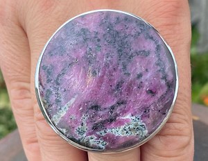 Large Ruby Zoisite (size R 1/2 , 9) Ring in 925 Sterling Silver - 42mm Natural Red Gemstone - Statement Ring - Handmade - Etsy