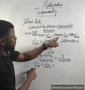 Trigonometry simplified again #trigonometry #instructoralison #maths #prove | Alison Zaccheaus Otuebe
