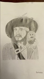drawing Captain Barbossa from the Pirates of the Caribbean 🏴‍☠️🍏🐒#piratesofthecaribbean #art