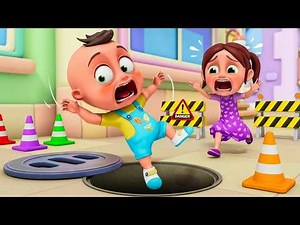 Don't Play on Manhole Covers! ⚠️ Stay Safe! 🚫 German Nursery Rhyme & Educational Cartoon 🎵