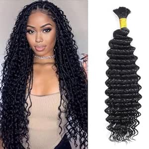 Deep Wave Bulk Human Hair For Braiding No Weft Unprocessed Brazilian Virgin Human Hair Bulk for Micro Braids Deep Bulk Human Hair Braids (1B-Deep Wave Bulk, 50g-14 Inch)