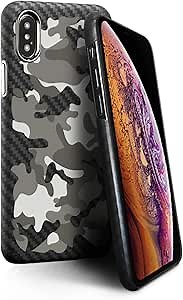 monCarbone Carbon Fiber Protective for iPhone Xs Max Case Real Ballistic Fiber Minimalist Slim Fit Durable Case with Removable Lens Bumper – Camouflage Urban Camo