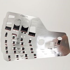 [Hot Item] Custom Brushed Silver Engraved Logo Embossed Panel Sticker