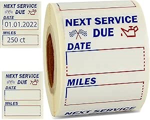 Seemy Oil Change Stickers 250/500ct - 2" x 2" Clear Stickers- Next Service Due Stickers- Perfect for DIY, Car Service, Oil Changes - UV Protected &Waterproof (250)