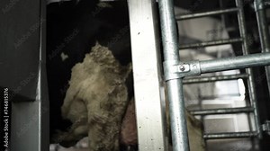 Cow milking system. Atomatiс dairy robot for milking cows at dairy farm