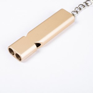 [Hot Item] Custom Logo Double Pipe High Decibel Aluminum Alloy Outdoor Emergency Survival Whistle Keychain Cheerleading Whistle Multifunction Tool