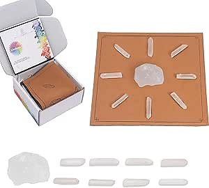 Natural Healing Crystals and Stones Set for Overcome Depression, Chakra Crystal Raw Rocks, Crystal Grid Meditation - Clear Quartz, Clear Quartz Clusters