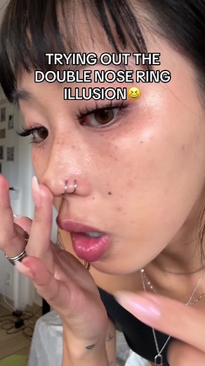 Trying out the spiral nose ring illusion!! This little piece of jewelry imitates the look of two nose rings but only requires one piercing🙏😆 it was so fun and easy and i’ve had it in since 😌 #nosering #piercingjewelry #doublenosering #nosejewelry #noseringtryon #tryon #spiralnosering #fakenosering #fyp #foryou #jewelryhack