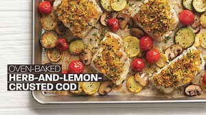 This Lemon and Herb Crusted Cod is a real catch! Ctrus, spices,...