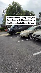 POV: Customer looking to buy his first diesel a rare hard to find Mercedes 4x4 Sprinter Van 🚐💨 These vans are extremely hard to find. There are literally only about 5 to 10 for sale in the whole country including this one. Most Sprinters are rear wheel drive and do not come with a factory 4x4 which makes this one even more special. When a buyer knows what they want the search is worth it. Helping someone land their first diesel is always exciting especially when it is something this rare. #car
