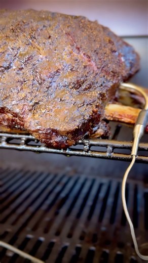 Chance of rain💧100%💧 Smoking a slab of @snakeriverfarms beef ribs in my @masterbuilt over @cowboycharcoal at 275F to an internal temp of about 205F I never wrap my beef ribs. They are so juicy, they don’t need a wrap. | Girls Can Grill