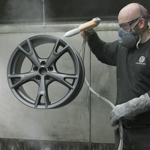 Powder coating is a process where powder is applied electrostatically onto alloy wheels. | Transportation Insider