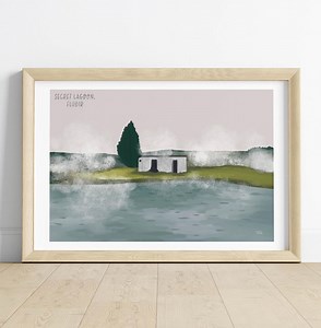 Secret Lagoon Hot Spring | Iceland Poster Wall Art | Iceland Travel Gift | Watercolor and Pencil Illustration | Icelandic Nature Print - Etsy UK