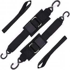 Boat Trailer Straps Transom Tie Down Straps with Latching Hooks and Soft Loop Accessories, Adjustable Safety Straps with Convenient Quick Release Buckle to Secure Transport Boat Pontoon, Jet Ski, PWC