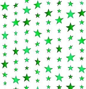 Party Hanging Decorations Colorful Hanging Decoration Halloween Hanging Streamer 52 Feet PVC Glitter Hanging Garland Backdrop for Wedding Kids Birthday Party（240 PCS Star，Green）