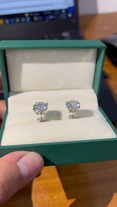 4 carat each earring total of 8 carats Moissanite earring in 14k white gold. ❤️ Positive with diamond test Next to diamond. With GRA certificate Flawless / color D Direct from the manufacturer. On hand, (Made to order for 18k and silver) | Moissanite and Diamond Sparks