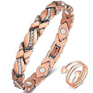 Copper Bracelets for Women with Ultra Magnets, 99% Pure Copper Bracelet Adjustable Mother's Day Gift, with Sizing Tool