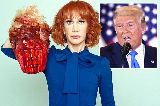 Kathy Griffin retweets pic of bloody Trump head as president claims victory
