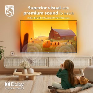 Supporting Dolby's premium sound and video formats, Dolby Atmos and Dolby Vision, you can only expect the most vivid of content, both visually 👀 and aurally 👂. Get your eyes and ears captivated watching the content you love on the Philips TV PUT7906 any time, any day. #PhilipsTV #PUT7906 #Ambilight #DolbyVision #DolbyAtmos | Philips TV