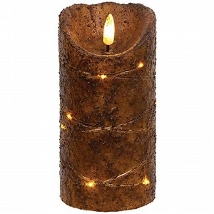 Burnt Mustard Rustic LED Pillar Candle With Timer, Flicker Flame, 6-inch or 4 Inch - Etsy