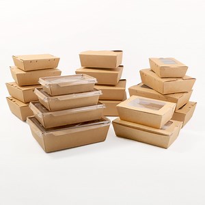 [Hot Item] Disposable Food Container Kraft Paper Salad Box Takeout Food Packaging Box with Clear Window