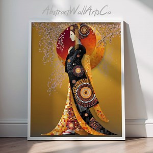 Abstract Japanese Woman in Kimono, Cherry Blossoms Art Print (digital Download) 268 - Etsy UK