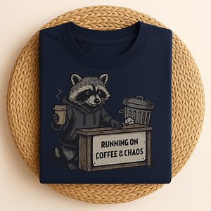 T-shirt « Courir au café et au chaos » | T-shirt humoristique « Rateau laveur » pour les amateurs de café | T-shirt humoristique « Vie active » | Cadeau « Caféine et chaos » - Etsy France