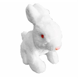 Iepuras de Paste, Jucarie interactiva, Sare, misca din urechi si din botic, Alb - eMAG.ro