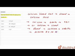 Normal blood level of calcium in adults is