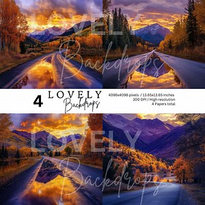 Mountains and Roads, Sunset, Country, Nature, Landscape, Outdoor, Photography, Photo Backdrop, Studio Backdrop, Digital Background - Etsy