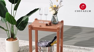 Costaelm Outdoor Side Table, 2-Tier Small Patio Coffee Tables for Outside, Outdoor End Tables for Patio, Adirondack Side Table for Outside, Outside Table for Pool, Porch, Garden, Gray