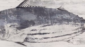 Sea Whisper Tuna Fish Canvas Wall Art: Abstract Ocean Marine Life Painting Sealife Prints Bluefin Picture Nautical Coastal Decor Artwork for Bedroom Bathroom