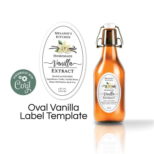 Homemade Vanilla Extract Label Template, Oval Labels for Jars, Candles, Room Sprays. Simply Natural Design. Edit Online, Download & Print. - Etsy